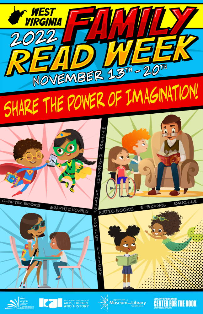 West Virginia Family Read Week Poster
November 13th-20th 2022
Share the Power of Imagination